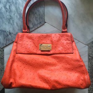 Kate Spade Expandable Orange Ostrich Leather Satch